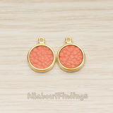 PD.1469 // Synthetic Leather Round Framed Pendant, 2 Pc