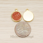 PD.1469 // Synthetic Leather Round Framed Pendant, 2 Pc