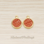 PD.1469 // Synthetic Leather Round Framed Pendant, 2 Pc