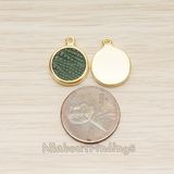 PD.1469 // Synthetic Leather Round Framed Pendant, 2 Pc