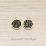 PD.1469 // Synthetic Leather Round Framed Pendant, 2 Pc