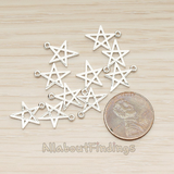 PD.1481 // Simple Drawing Star Link Charm Pendant, 2 Pc