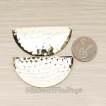 PD.1489 // Dome Shape Hammered Double Hole Half Moon Pendant, 1 Pc