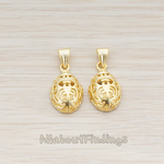 PD.149 // Plated Floral Lady Bug Pendant, 2 Pc