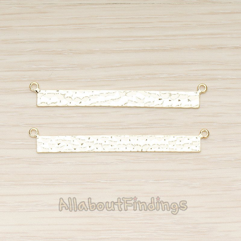 PD.1490-02 // Simple Long Rectangle Hammered Bar Double Loop Connector, 2 Pc