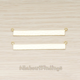 PD.1490-02 // Simple Long Rectangle Hammered Bar Double Loop Connector, 2 Pc