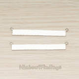 PD.1490-02 // Simple Long Rectangle Hammered Bar Double Loop Connector, 2 Pc