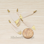 PD.1492-05 // Small Artificiality Feather Half Dipped in Gold Colored Pendant, 2 Pc