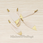 PD.1492-05 // Small Artificiality Feather Half Dipped in Gold Colored Pendant, 2 Pc