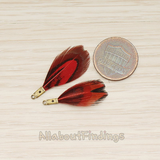 PD.1495-01 // Two Tone Fluffy Artificiality Fan Feather Charm Pendant, 2 Pc