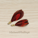 PD.1495-01 // Two Tone Fluffy Artificiality Fan Feather Charm Pendant, 2 Pc