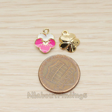 PD.1509 // Jewelry Epoxy Pink and White Colored Flower Pendant, 2 Pc