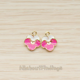 PD.1509 // Jewelry Epoxy Pink and White Colored Flower Pendant, 2 Pc