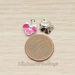 PD.1509 // Jewelry Epoxy Pink and White Colored Flower Pendant, 2 Pc