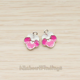 PD.1509 // Jewelry Epoxy Pink and White Colored Flower Pendant, 2 Pc