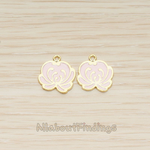 PD.1510 // Pink Jewelry Epoxy Colored Lotus Flower Pendant, 2 Pc