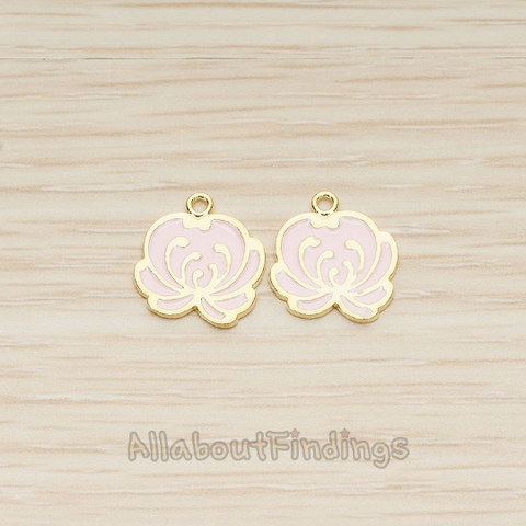 PD.1510 // Pink Jewelry Epoxy Colored Lotus Flower Pendant, 2 Pc