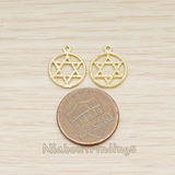 PD.1518 // Round Circle Link Star of David Charm Pendant, 2 Pc