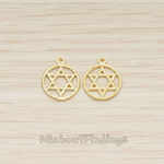 PD.1518 // Round Circle Link Star of David Charm Pendant, 2 Pc