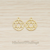 PD.1518 // Round Circle Link Star of David Charm Pendant, 2 Pc