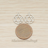 PD.1518 // Round Circle Link Star of David Charm Pendant, 2 Pc