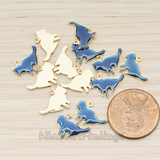 PD.1547-01 // Blue Jewelry Epoxy Covered Cat Kitten Silhouette Charm Pendant, 2 Pc