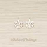 PD.1555-02 // Winter Christmas Snowflake Layout Silhouette Ver.2 Link Charm Pendant, 2 Pc