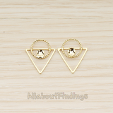 PD.1556-02 // Linked Triangle Round Link Geometric Pendant, 2 Pc