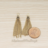 PD.1583 // Bell Top Chain Tassel Charm Pendant, 2 Pc