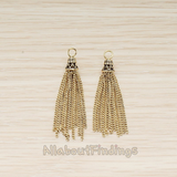 PD.1583 // Bell Top Chain Tassel Charm Pendant, 2 Pc