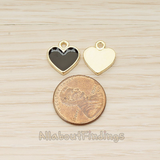 PD.1596 // Gold Plated Jewelry Epoxy Simple Heart Pendant, 2 Pc