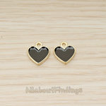PD.1596 // Gold Plated Jewelry Epoxy Simple Heart Pendant, 2 Pc