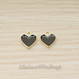 PD.1596 // Gold Plated Jewelry Epoxy Simple Heart Pendant, 2 Pc