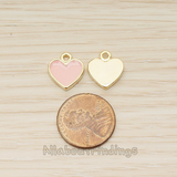 PD.1596 // Gold Plated Jewelry Epoxy Simple Heart Pendant, 2 Pc