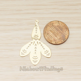 PD.1664 // Filigree Petal Dotted Pattern Pendant, 2 Pc