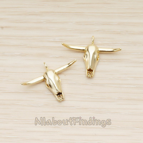 PD.1668 // 3D Bull Head Bone Pendant, 2 Pc