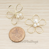 PD.1695 // Pearl Flower Link Pendant, 2 Pc