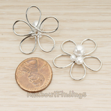 PD.1695 // Pearl Flower Link Pendant, 2 Pc