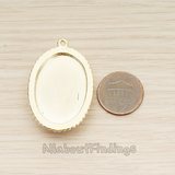 PD.1720 // Oval Cut Resinin Glossy Gold Plated Frame Pendant, 2 Pc