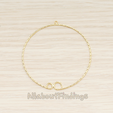 PD.1724 // Rope Textured Circle in Circle Round Link Pendant, 2 Pc