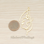 PD.1729 // Animated Side Lady Face Silhouette Drawing Pendant, 2 Pc