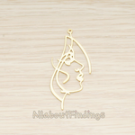 PD.1729 // Animated Side Lady Face Silhouette Drawing Pendant, 2 Pc