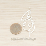 PD.1729 // Animated Side Lady Face Silhouette Drawing Pendant, 2 Pc