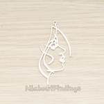 PD.1729 // Animated Side Lady Face Silhouette Drawing Pendant, 2 Pc