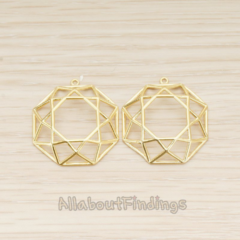 PD.1731-01 // Round Cut Shaped Netted Link Pendant, 2Pc