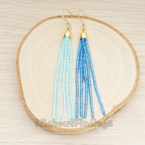 PD.1756 // Seed Beads Long Tassel Pendant, 2Pc