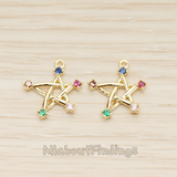 PD.1766 // Chakra Colorful Cubic Unique Star Pendant, 2Pc