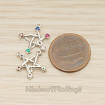 PD.1766 // Chakra Colorful Cubic Unique Star Pendant, 2Pc