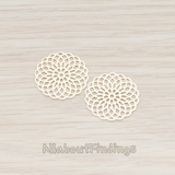 PD.215 // Filigree Floral Sun Round Pendant, 4 Pc