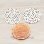 PD.215 // Filigree Floral Sun Round Pendant, 4 Pc